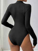 Perfee Half Zip Long Sleeve Bodysuit OutfitFlow